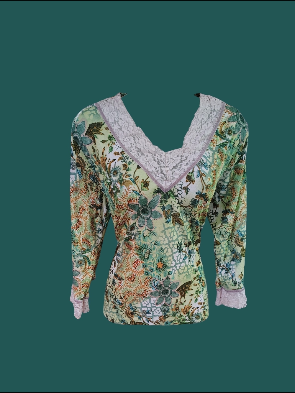 Y2K Micromesh Lace Long Sleeve Vintage Euro Andrea Size XL Fairy Grunge